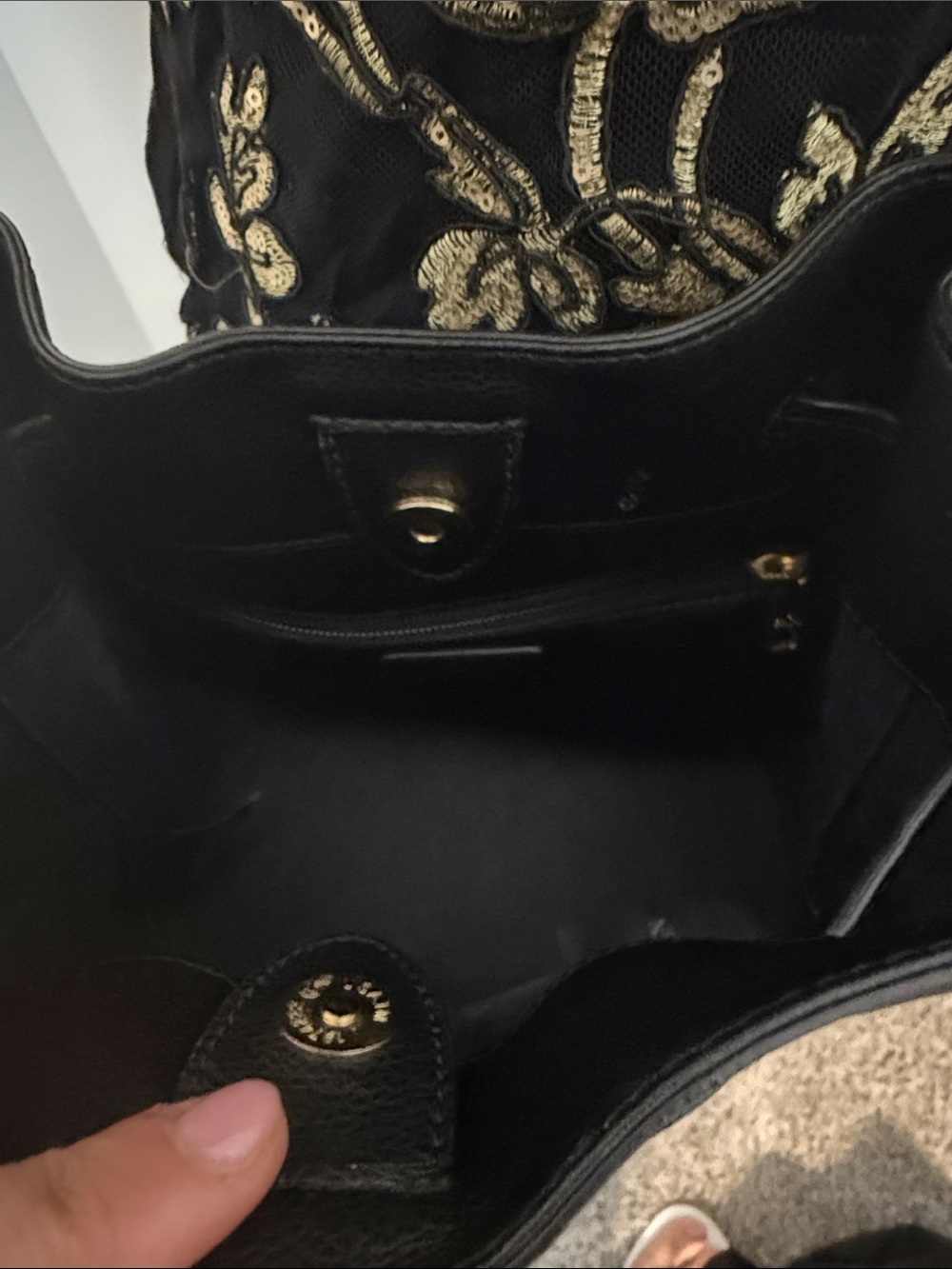 Black Leather Drawstring Bucket Bag - Picture 6 of 6
